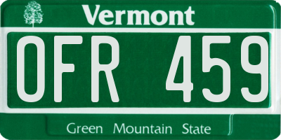 VT license plate OFR459