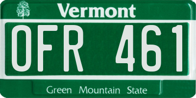 VT license plate OFR461
