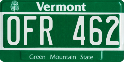VT license plate OFR462