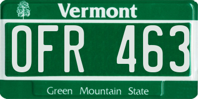 VT license plate OFR463