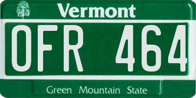 VT license plate OFR464