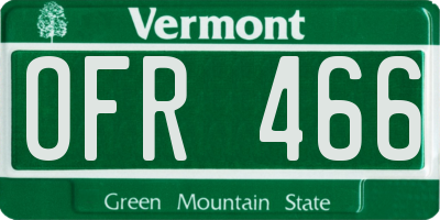 VT license plate OFR466
