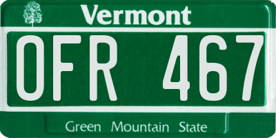 VT license plate OFR467