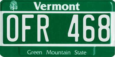 VT license plate OFR468
