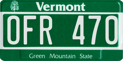 VT license plate OFR470