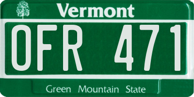 VT license plate OFR471