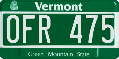 VT license plate OFR475