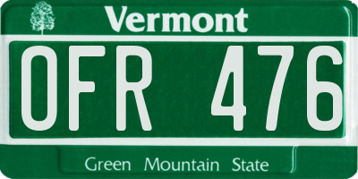VT license plate OFR476