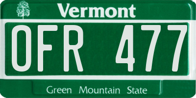 VT license plate OFR477