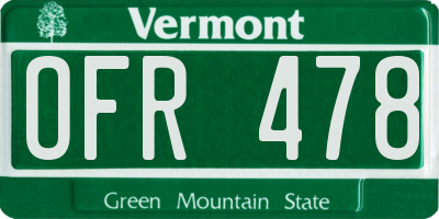 VT license plate OFR478