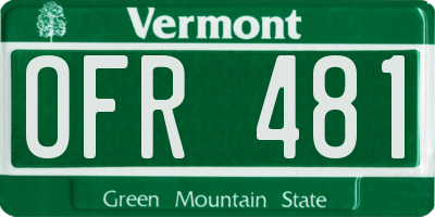 VT license plate OFR481