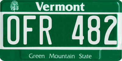 VT license plate OFR482