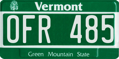 VT license plate OFR485