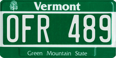 VT license plate OFR489