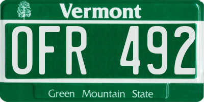 VT license plate OFR492