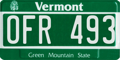 VT license plate OFR493
