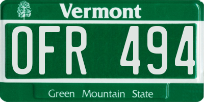 VT license plate OFR494