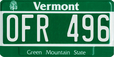 VT license plate OFR496