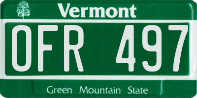 VT license plate OFR497