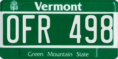 VT license plate OFR498