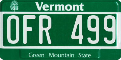 VT license plate OFR499
