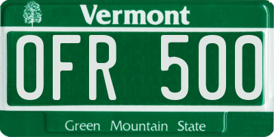 VT license plate OFR500