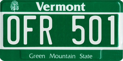 VT license plate OFR501