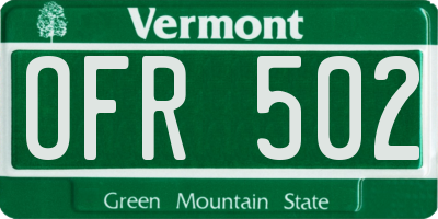 VT license plate OFR502