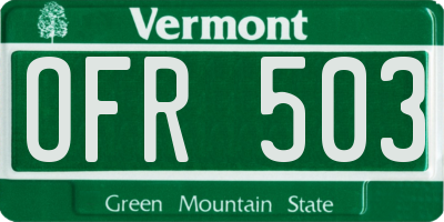 VT license plate OFR503