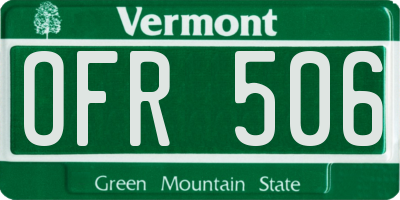 VT license plate OFR506