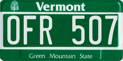 VT license plate OFR507