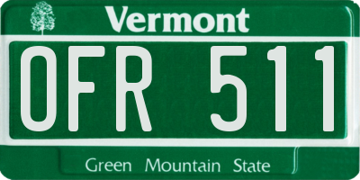 VT license plate OFR511