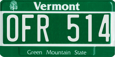 VT license plate OFR514