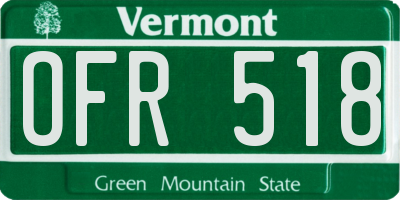 VT license plate OFR518