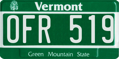 VT license plate OFR519