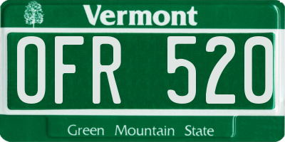 VT license plate OFR520