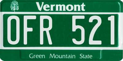 VT license plate OFR521