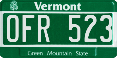VT license plate OFR523