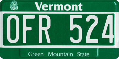 VT license plate OFR524