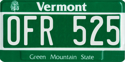 VT license plate OFR525