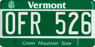 VT license plate OFR526