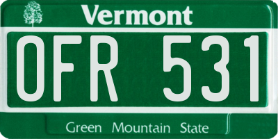 VT license plate OFR531