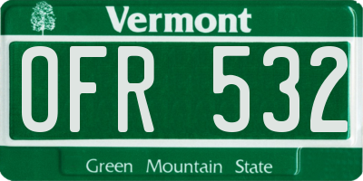 VT license plate OFR532