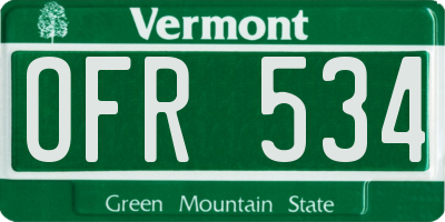 VT license plate OFR534