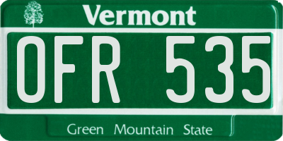VT license plate OFR535