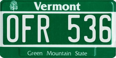 VT license plate OFR536
