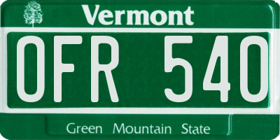 VT license plate OFR540