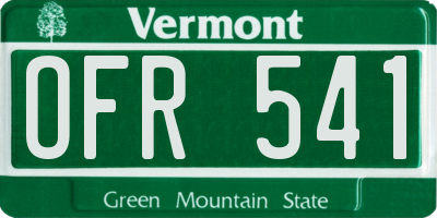 VT license plate OFR541
