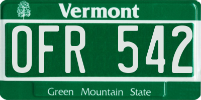 VT license plate OFR542