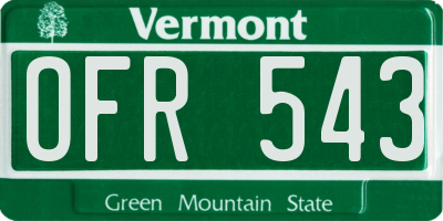 VT license plate OFR543